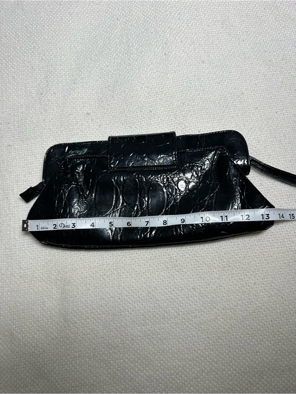 Giannini Black Faux Croc Patent Leather Clutch Wristlet